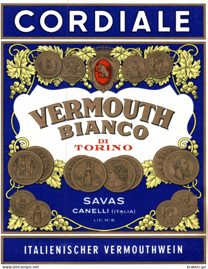 CANELLI, Asti - ETICHETTA D'EPOCA VERMOUTH BIANCO CORDIALE - #002 - Alcohols & Spirits