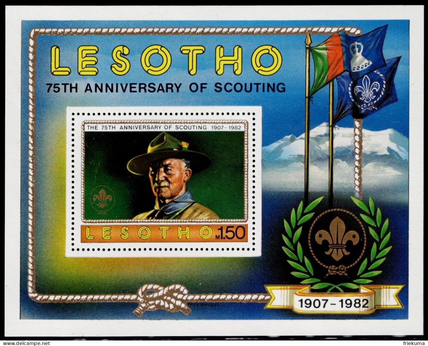 Lesotho 1982, Robert Baden-Powell (1857-1941), British General And Founder Of The Scout Organisation, MiNr. 372 Block 13 - Unused Stamps