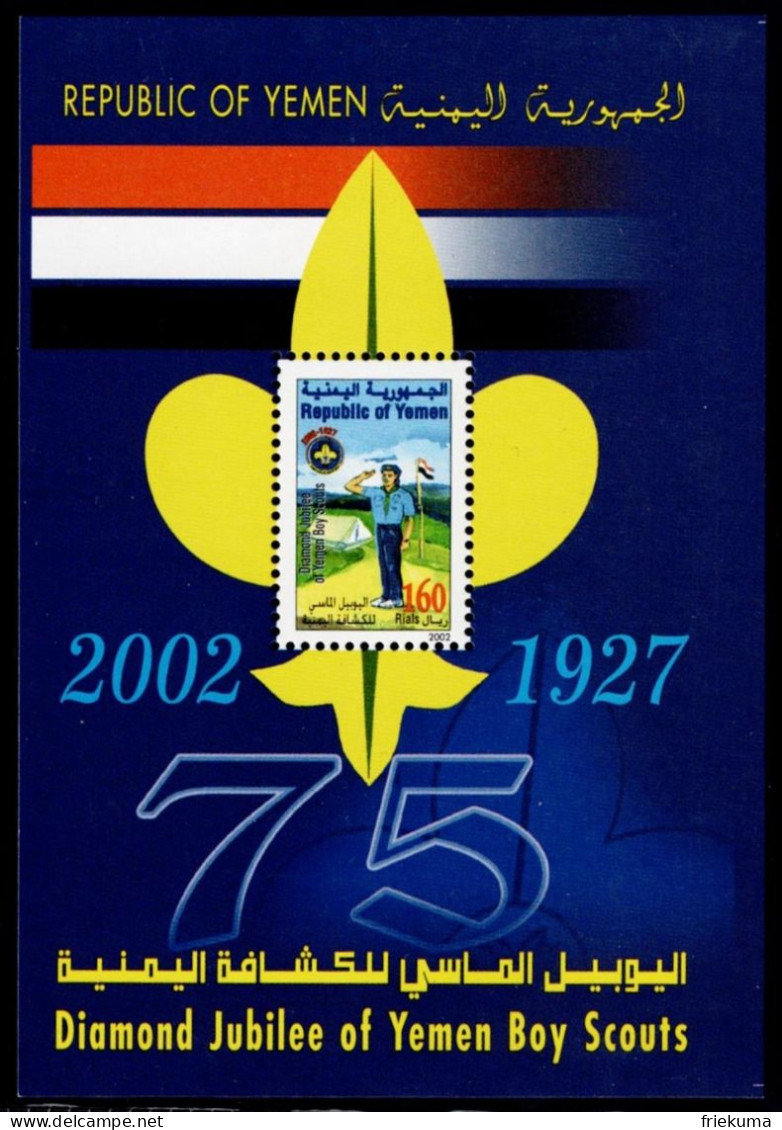 Republic Of Yemen 2002, 75 Years Of Scouts In Yemen: Greeting Scout In Front Of Tent, MiNr. 239 Block 31 - Nuevos
