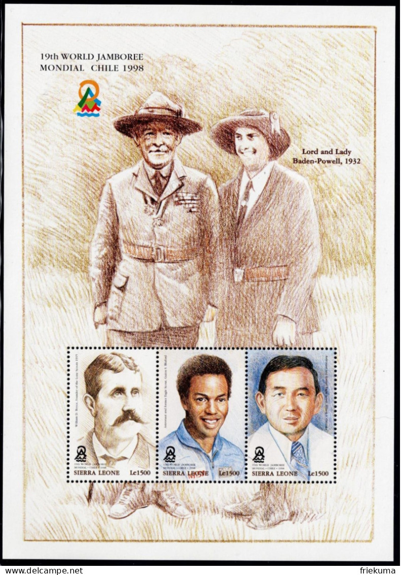 Sierra Leone 1998, 19th World Scout Jamboree, Chile: William D. Boyce, Guion S. Bluford, Etc., MiNr. 3092-3097 - Nuevos