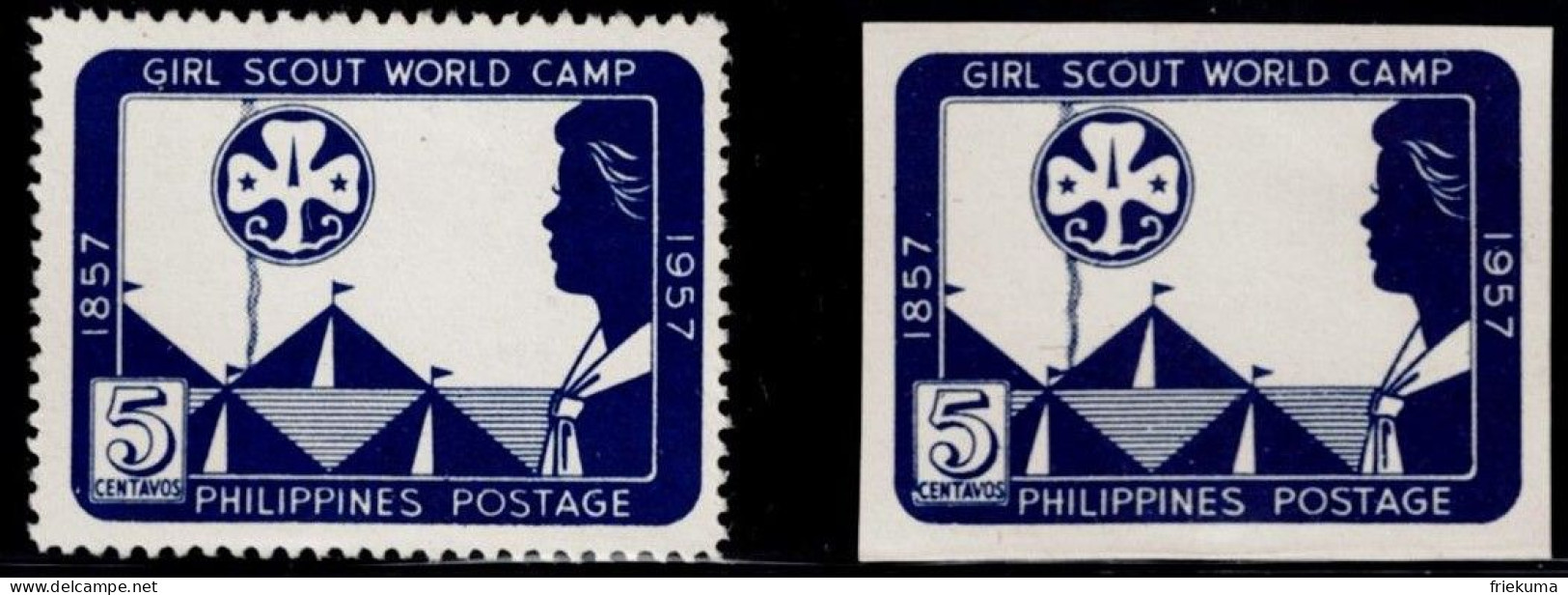 Philippines 1957, 100th Birthday Of Lord Baden-Powell: International Girl Scout Camp, Manila, MiNr. 613 A + B - Nuevos