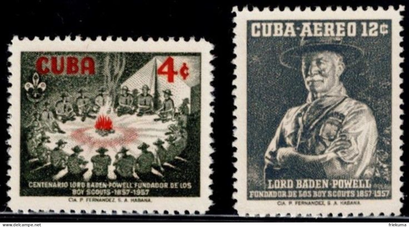 Cuba 1957, 100th Birthday Of Lord Robert Baden-Powell: Scouts Around The Campfire, Etc., Minr. 518-519 - Nuevos