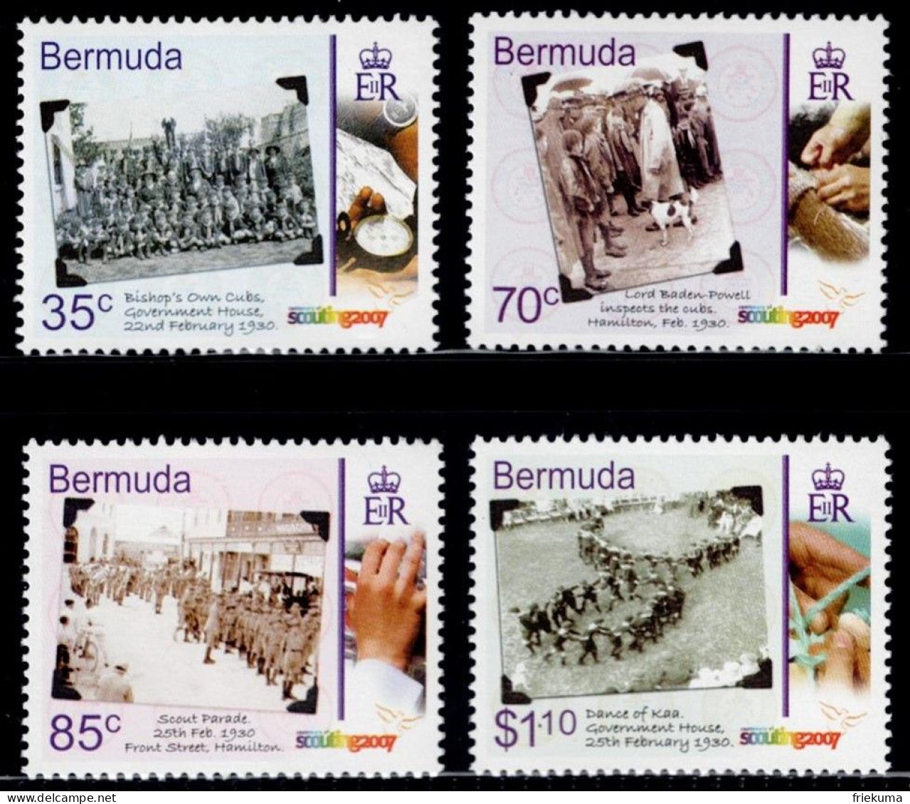 Bermuda 2007, 100 Years Of The Scout Movement: Wolves, Parade In Hamilton, Kaa Dance, Etc. MiNr. 940-943 - Nuevos