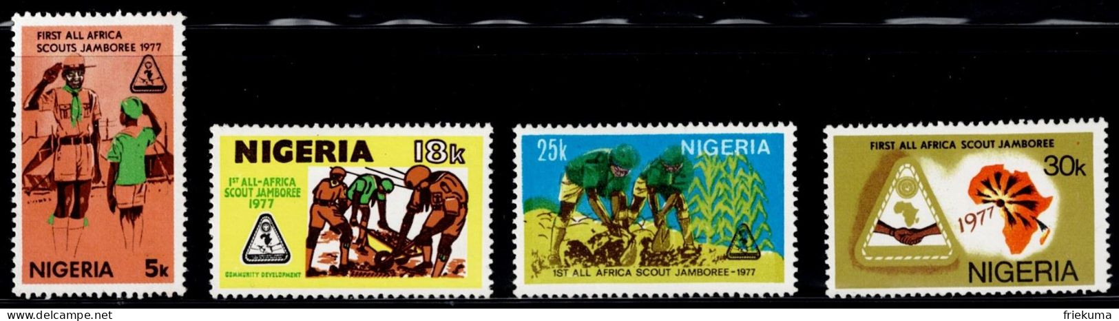 Nigeria 1977, 1st Pan-African Scout Meeting: Scout Greeting, Street Cleaning, Field Work, Etc., MiNr. 331-334 - Nuevos