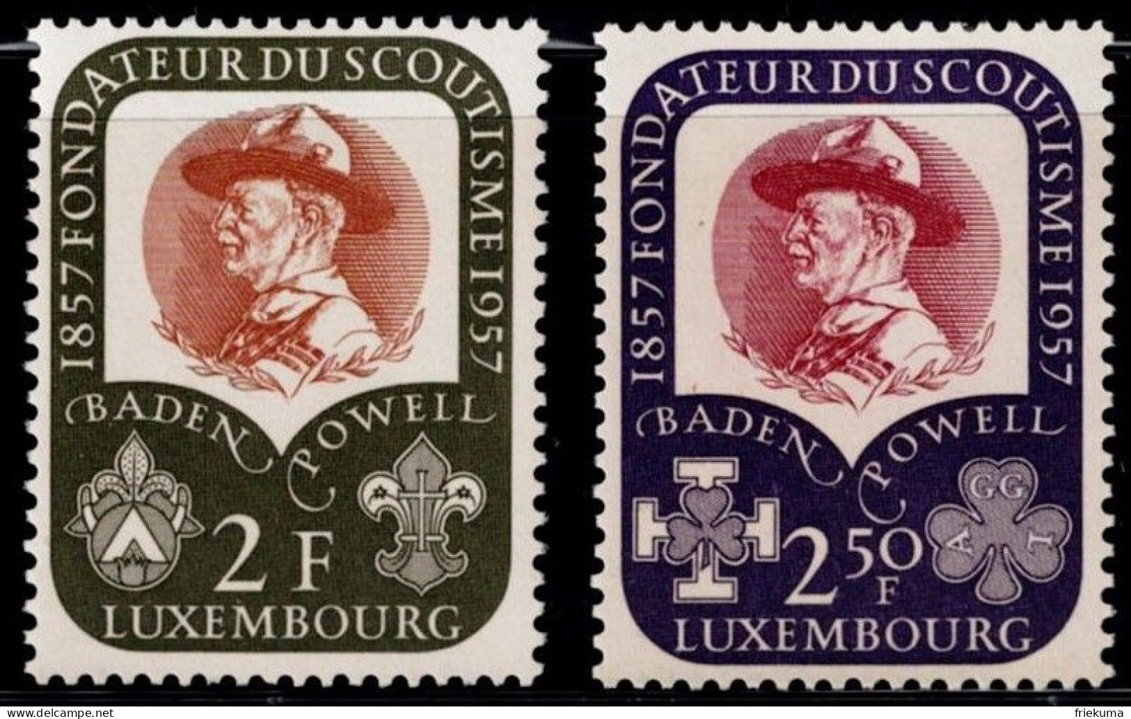 Luxembourg 1957, 17 June. 50th Anniversary Of The Scout Movement; 100th Birthday Of Robert Baden-Powell, MiNr. 567-568 - Nuevos