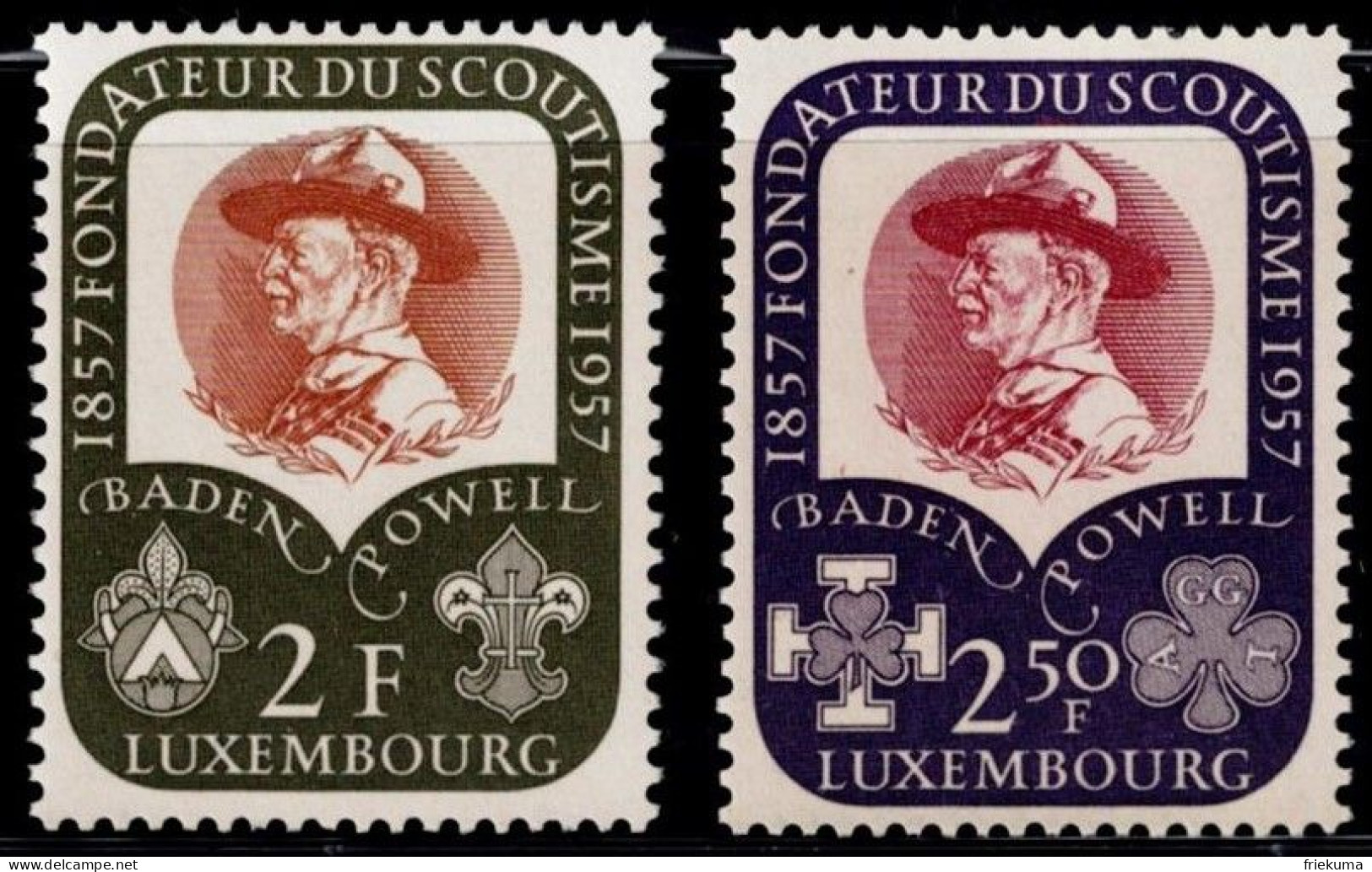 Luxembourg 1957, 17 June. 50th Anniversary Of The Scout Movement; 100th Birthday Of Robert Baden-Powell, MiNr. 567-568 - Unused Stamps