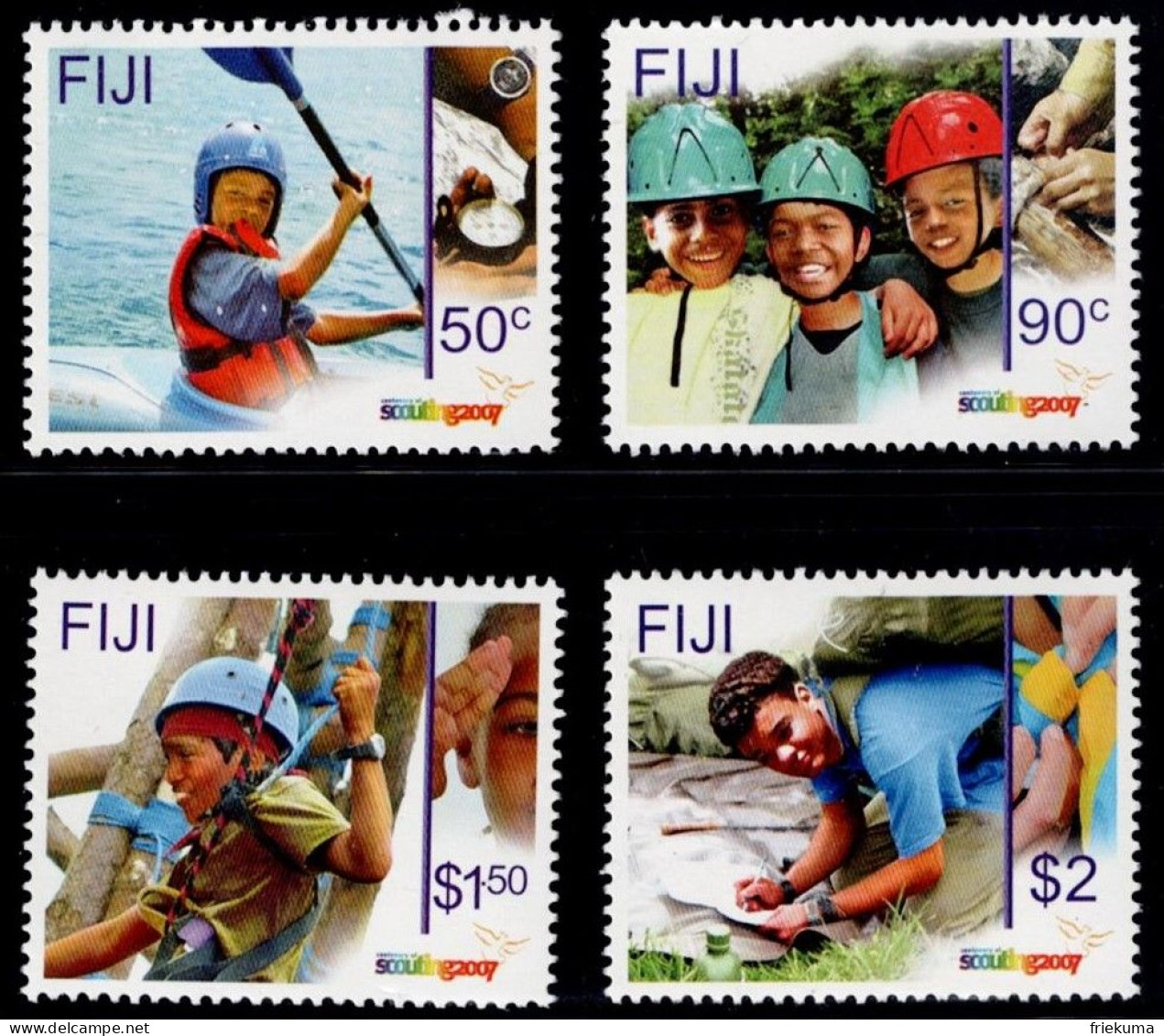 Fiji 2007, 100 Years Of The Scout Movement: Kayak Trip, Hand With Compass, Abseiling Exercise,  Etc. MiNr. 1210-1215 - Ongebruikt