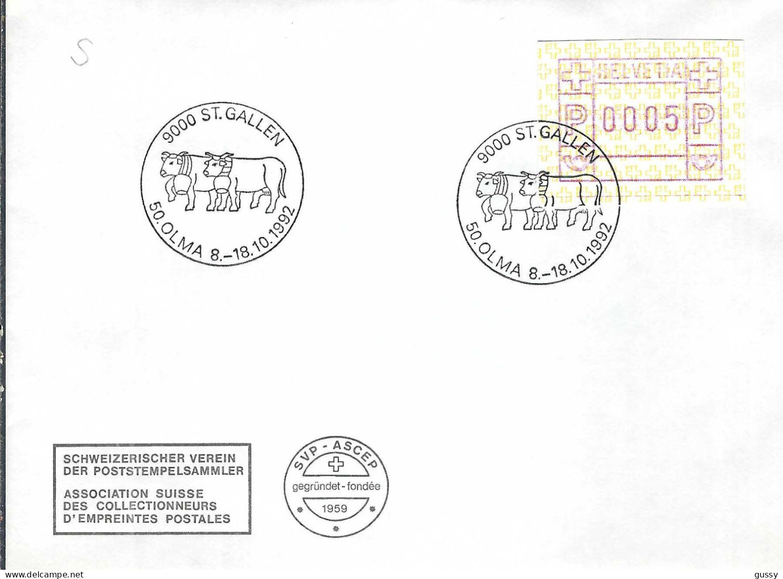 SUISSE 1992: LSC De St Gallen (SG) Affr. De 5c - Lettres & Documents