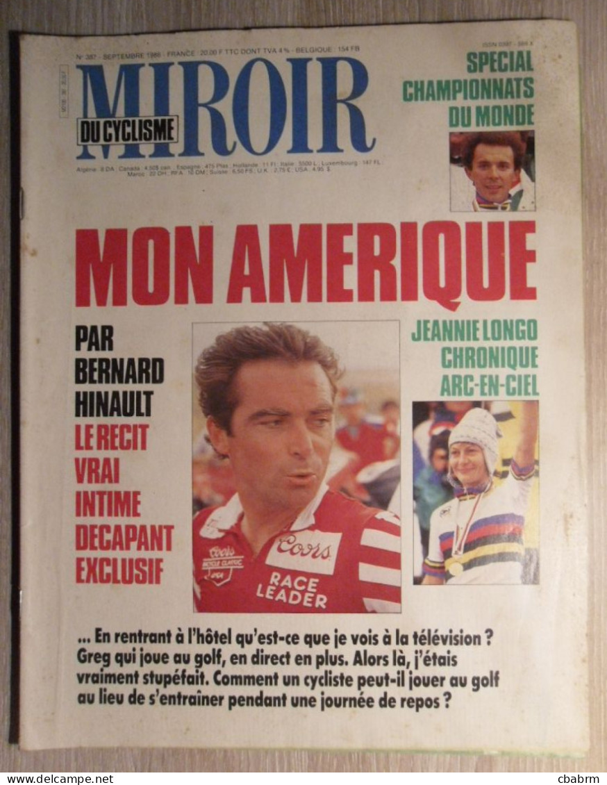 MIROIR DU CYCLISME 387 + Poster MON AMERIQUE BERNARD HINAULT Jeannie LONGO - 1950 - Oggi