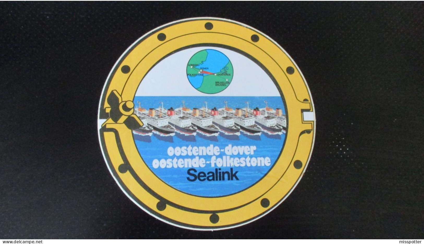 Autocollant Vintage Sealink Ostende Dover Folkestone  ( 12 Cm Diamètre ) - Adesivi