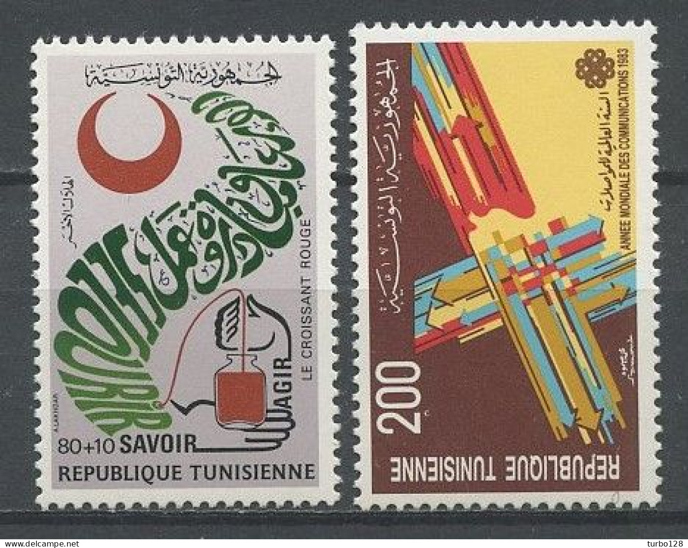 TUNISIE 1983 N° 988/989 ** Neufs MNH Superbes C 1.80 € Croissant-Rouge Secourir Année Des Communications - Tunisia (1956-...)