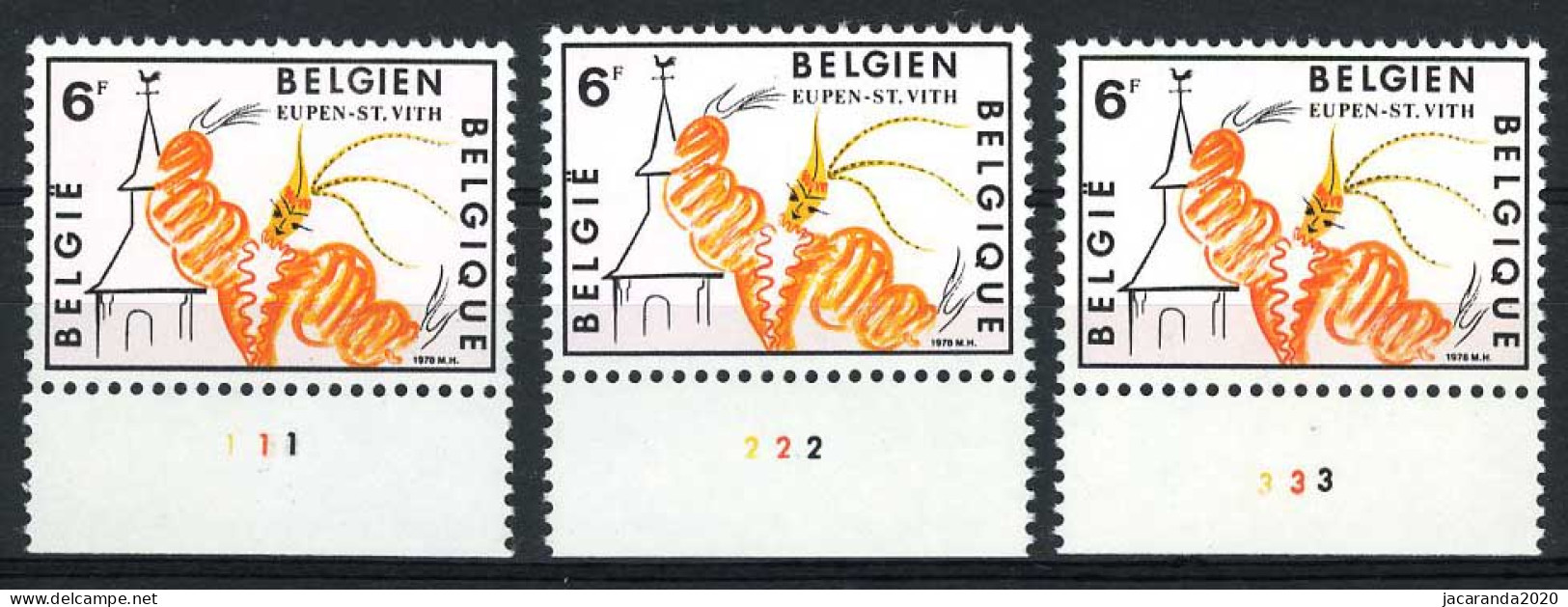 België 1910- Plaatnummers 1-2-3 - 1971-1980