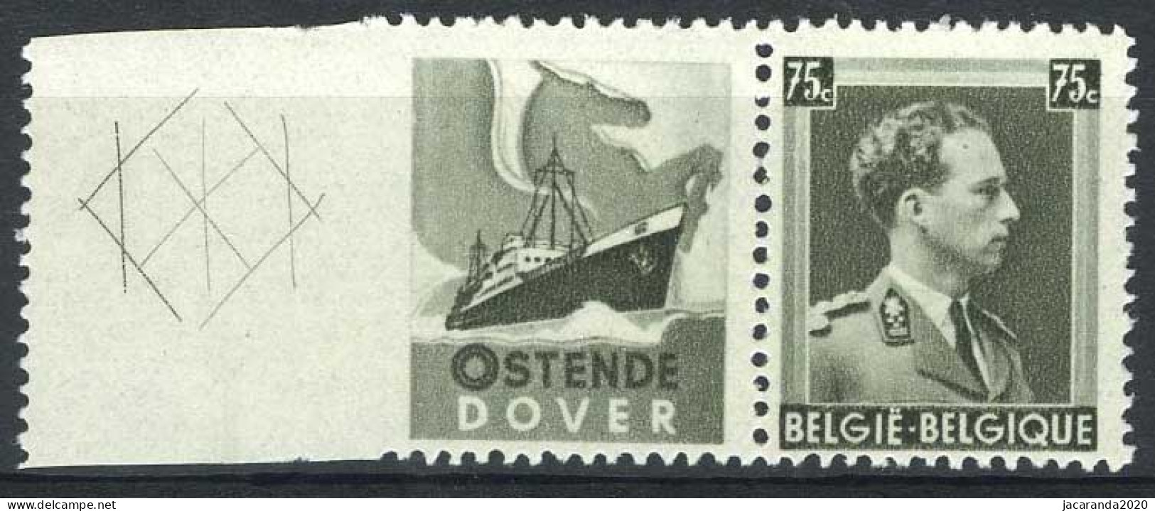 België PU118 ** - Gekruiste Lijnen In Rand - Oostende-Dover - Nuevos