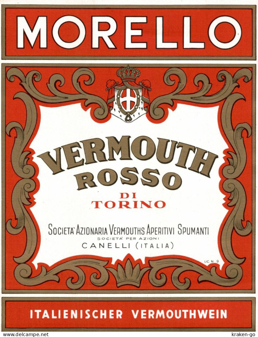 CANELLI, Asti - ETICHETTA D'EPOCA VERMOUTH ROSSO MORELLO - #006 - Alkohole & Spirituosen