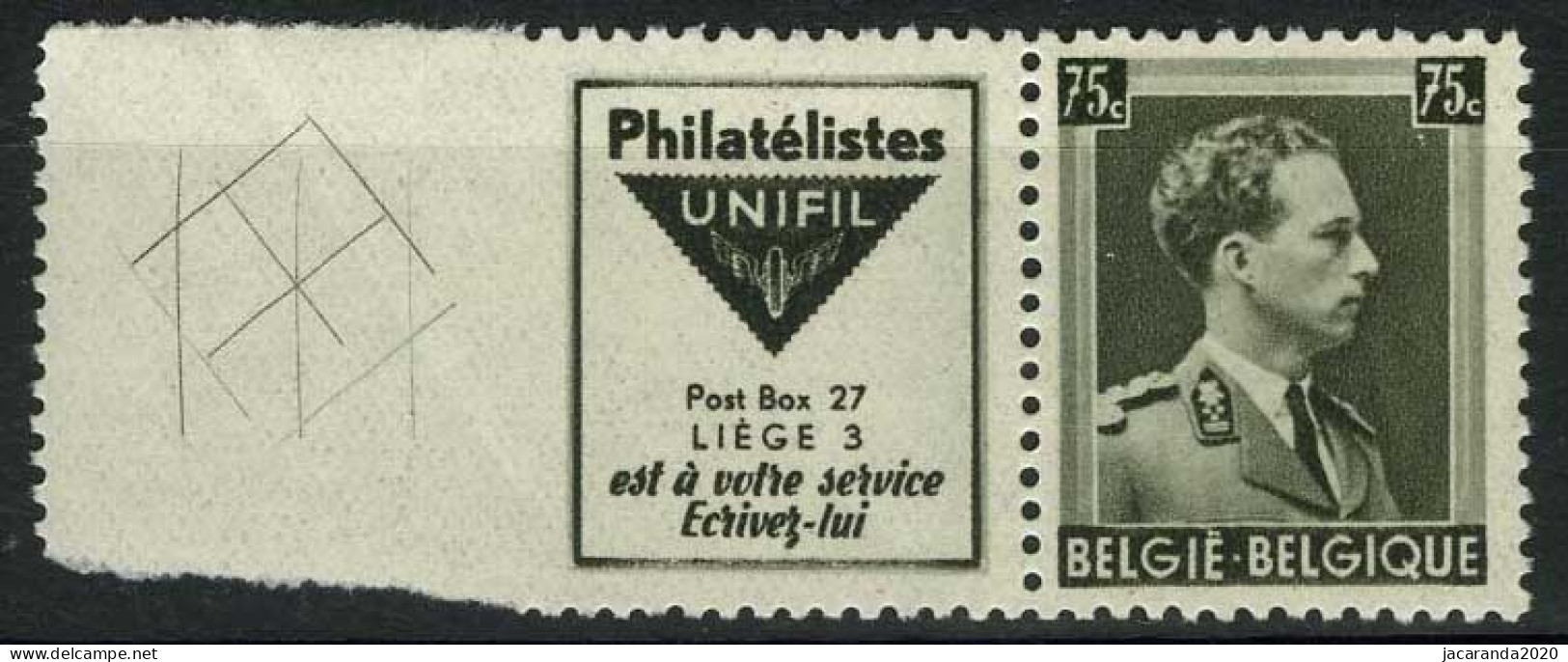 België PU119 ** - Gekruiste Lijnen In Rand - Philatélistes Unifil - Mint