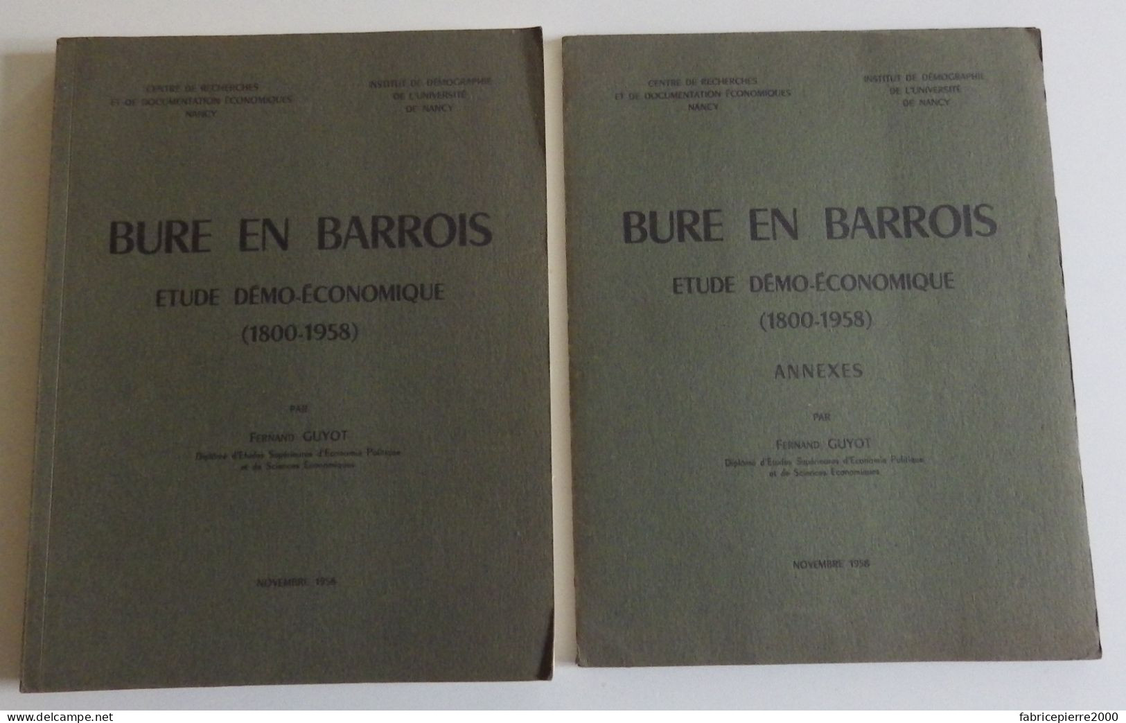 GUYOT - Bure-en-Barrois. Etude Démo-économique (1800-1958) 1958 TBE Meuse Nucléaire Cigéo Radioactivité - Lorraine - Vosges