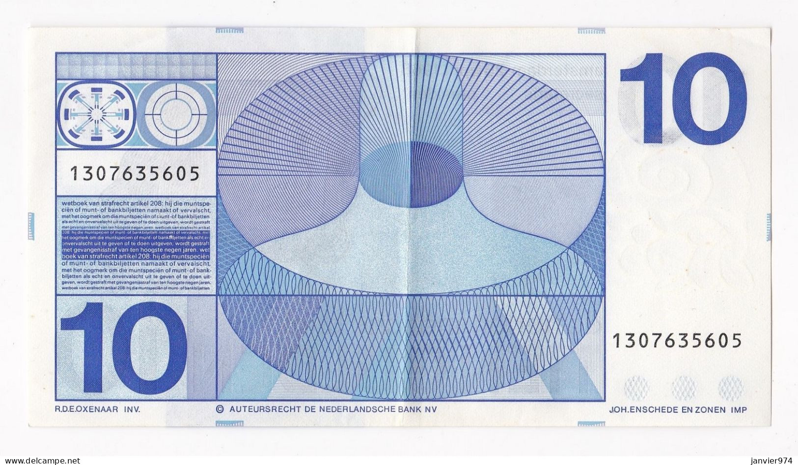 Pays Bas . 10 Gulden 1968, N° 1307635605, Superbe, Non Circulé - 10 Florín Holandés (gulden)