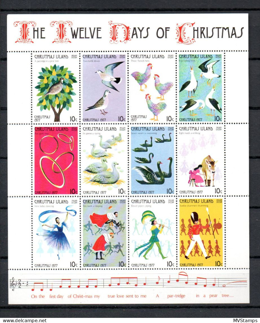 Christmas Islands 1977 Sheet Christmas/toys Stamps (Michel 86/97) MNH - Christmaseiland