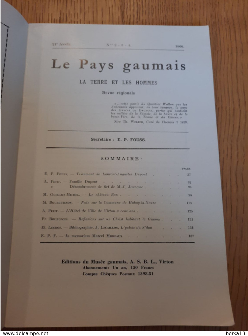 Revue Le Pays Gaumais La Terre Et Les Hommes N°2-3-4 1960 - Geschichte