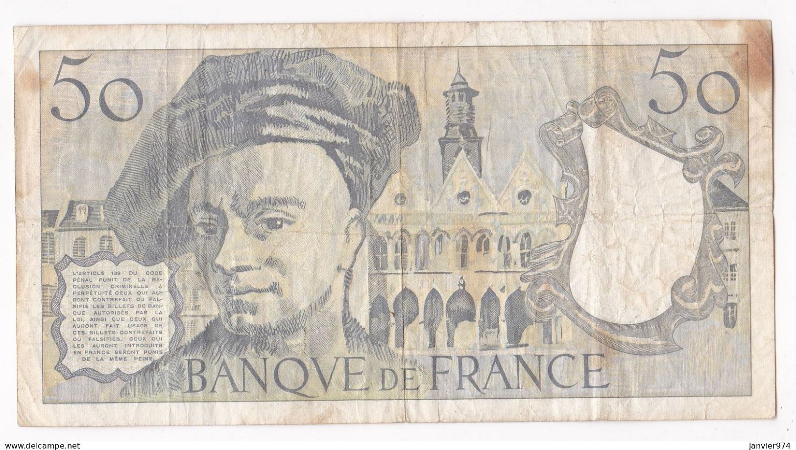 50 Francs Quentin De La Tour 1992 Alphabet U.71 N° 253395, Circulé - 50 F 1976-1992 ''quentin De La Tour''