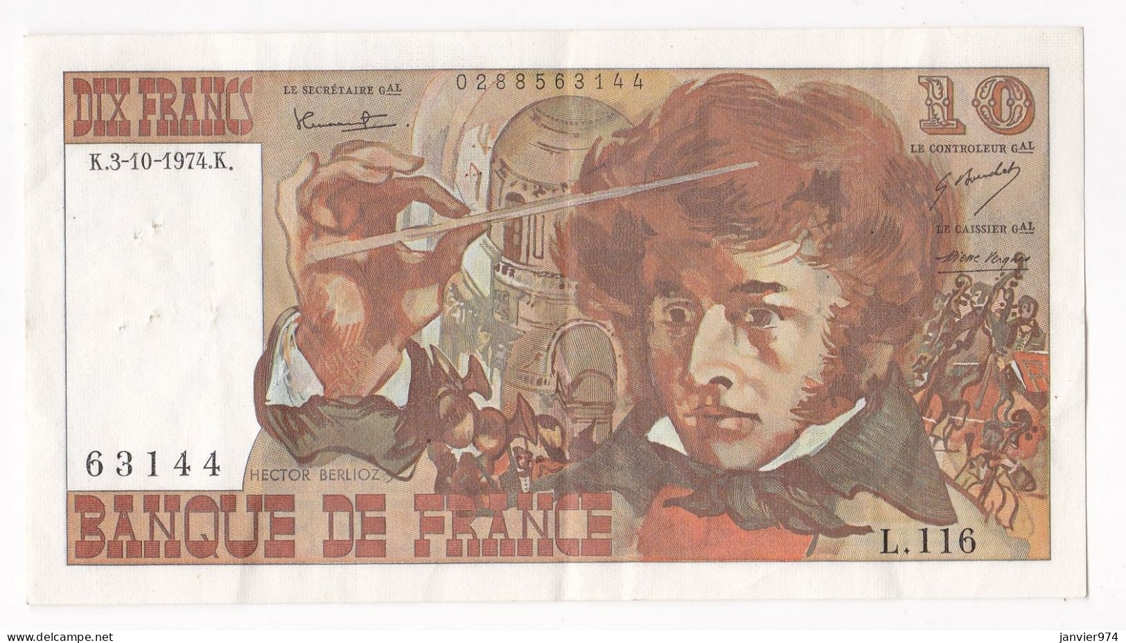 10 Francs Berlioz 3 - 10 - 1974 Alphabet L.116 N° 63114 - TTB - 10 F 1972-1978 ''Berlioz''