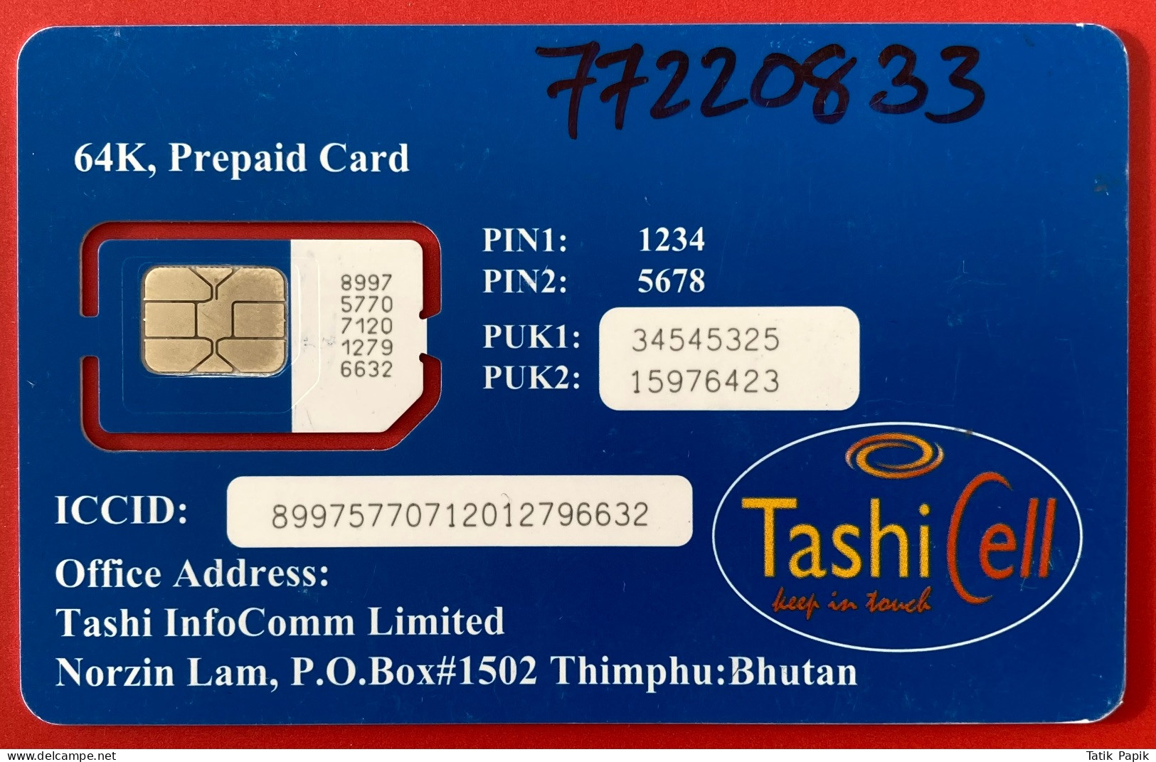 Bhoutan Bhutan Tashi Cell Telecom USIM  Operator 2G 3G 4G 5G Prepaid SIM Card Large Nano Standard - Bután