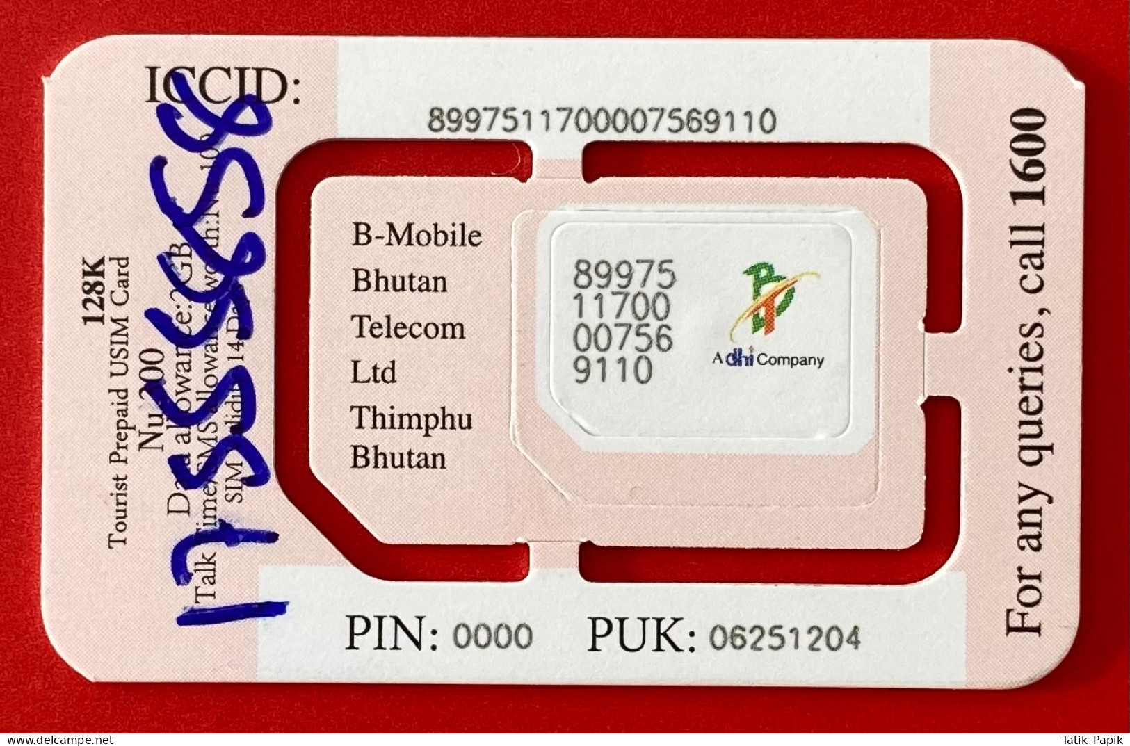 Bhoutan Bhutan Cell Telecom USIM Operator 2G 3G 4G 5G Prepaid Tourist SIM Card Large Nano Standard - Bhutan
