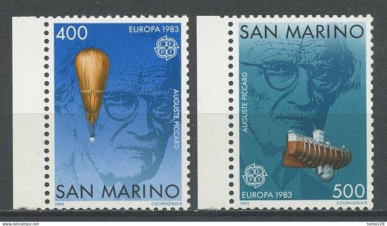 SAINT-MARIN 1983 N° 1074/1075 ** Neufs MNH Superbes C 6.50 € Génie Humain EUROPA Piccard Aérostat Bathyscaphe - Unused Stamps