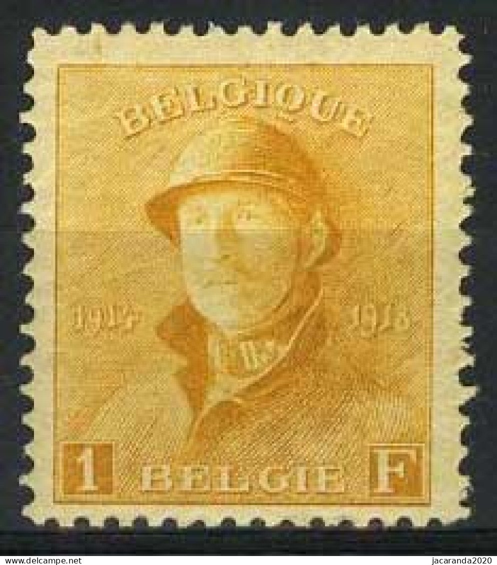 België 175 ** - Koning Albert I Met Helm - Roi Casqué - 1F Oranje - 1919-1920  Cascos De Trinchera