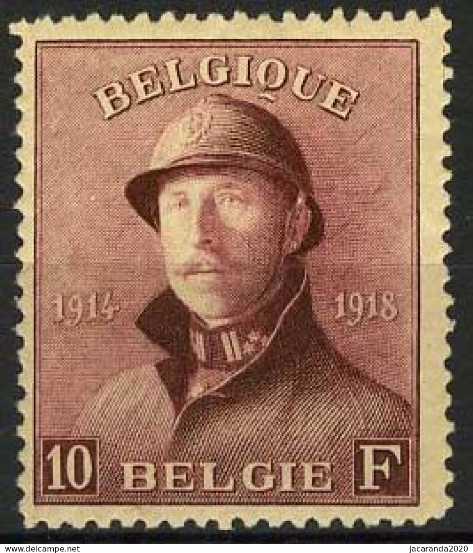 België 178 ** - Koning Albert I Met Helm - Roi Casqué - 10F Wijnrood - 1919-1920 Albert Met Helm