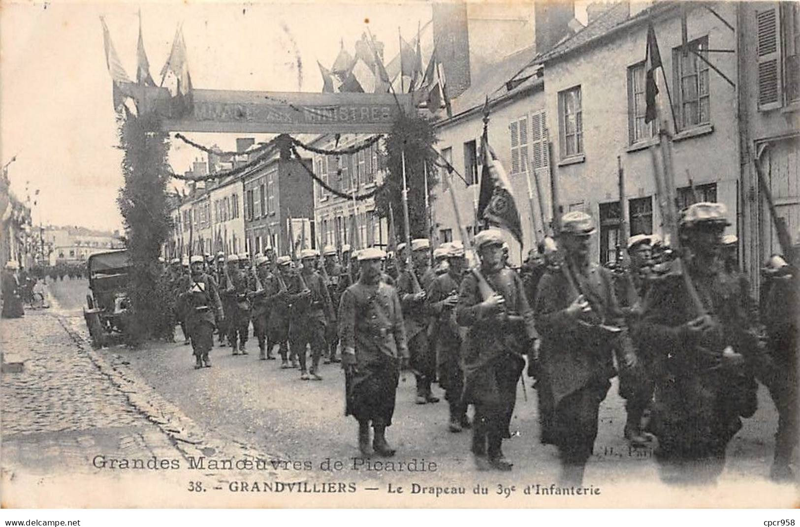 60 - SAN62937 - GRANDVILLIERS - Grandes ManÅuvres De Picardie - Le Drapeau Du 39e D'Infanterie - Grandvilliers