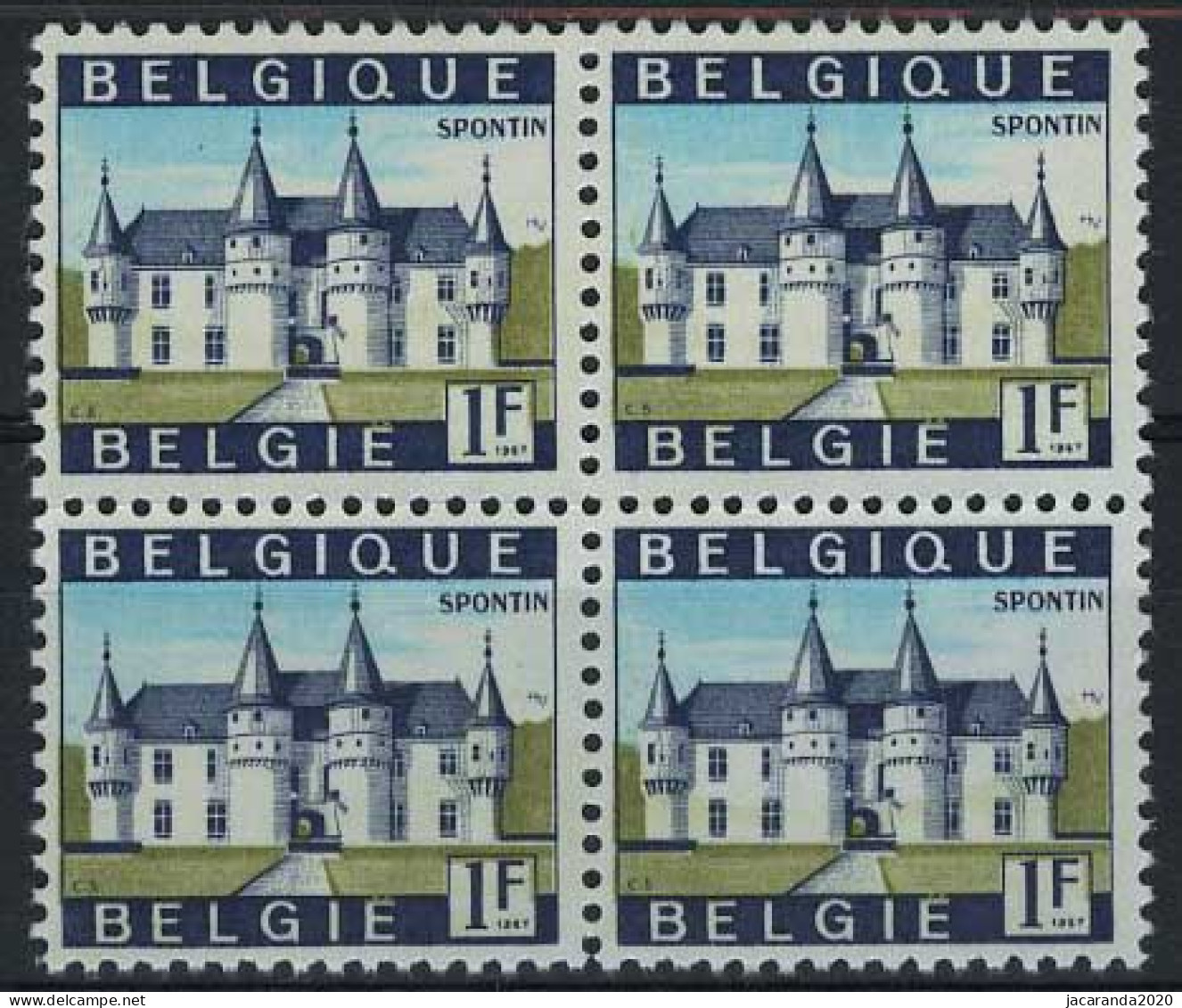 België 1423P3 ** - Kasteel Van Spontin - FOSFORESCEREND Papier - PHOSPHORESCENT - Blok Van 4 - SUP - Unused Stamps
