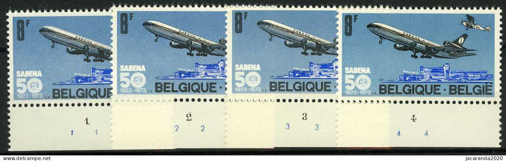 België 1675 - 50 Jaar SABENA - Plnrs 1-2-3-4 - 1971-1980