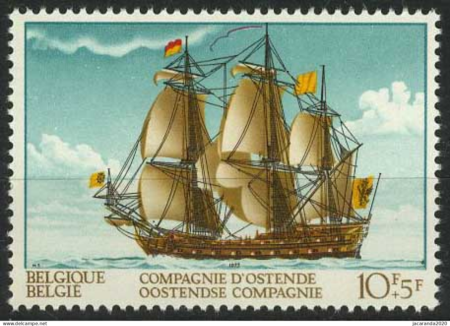 België 1682-Cu ** - Oostendse Compagnie - Zeilschip - Voilier - Vlag Los Van De Mast - Drapeau Détaché Du Mât - Andere & Zonder Classificatie