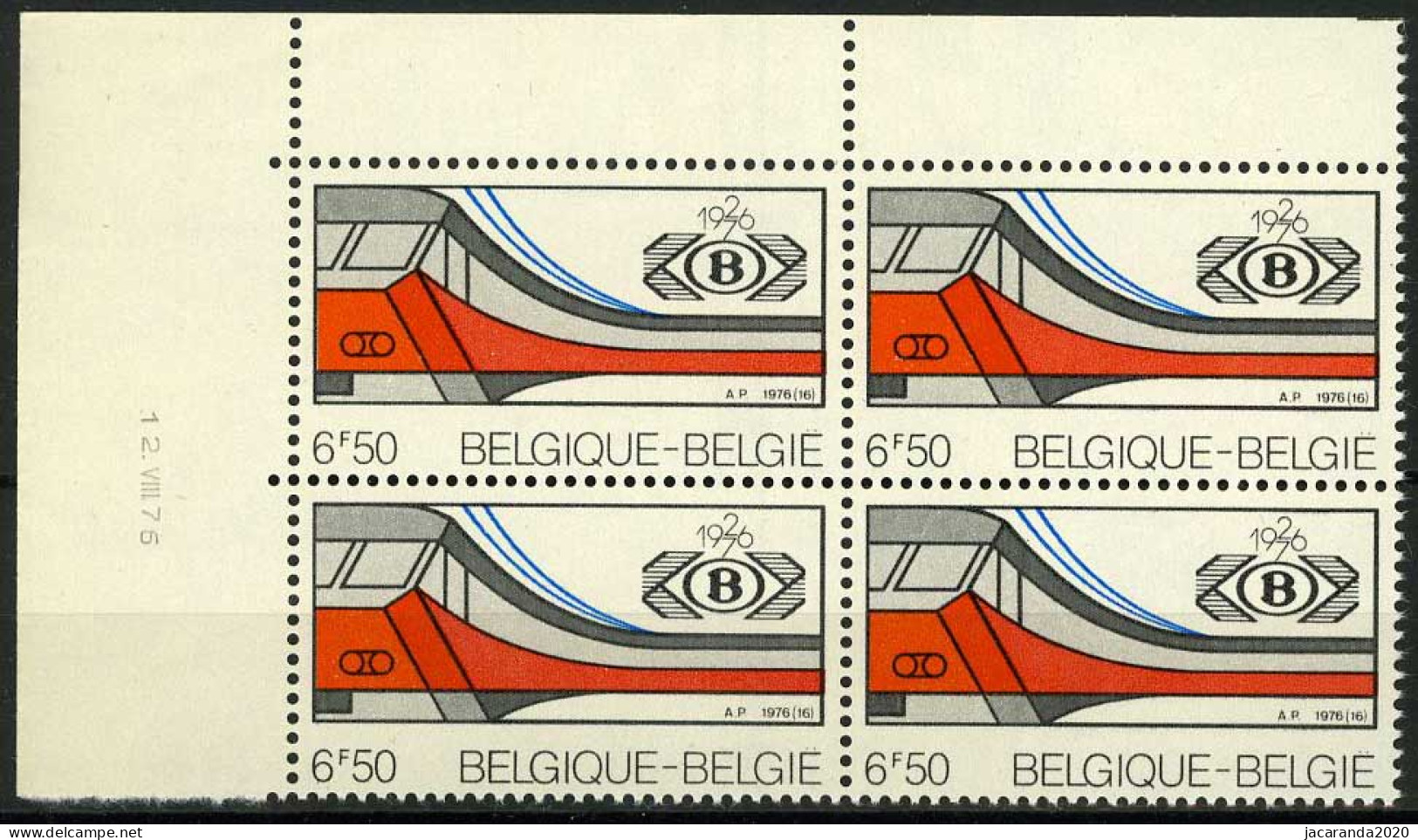 België 1825 - 50 Jaar NMBS - Hoekdatum 12.VIII.76 - Coins Datés