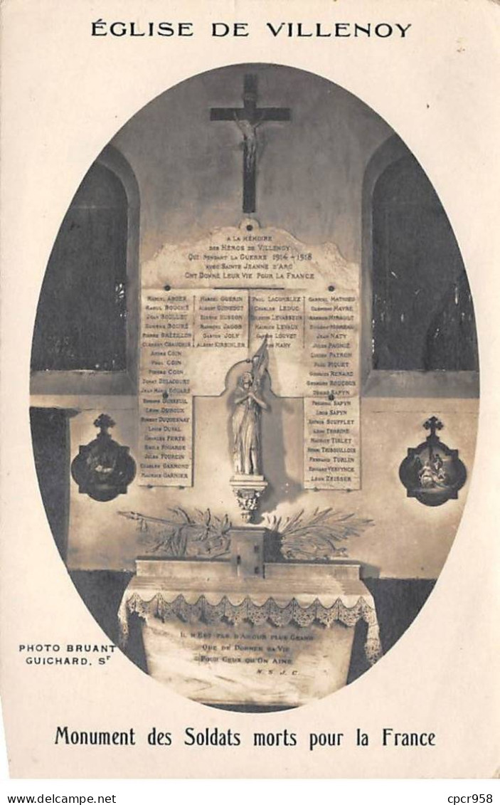 77 - N°89557 - VILLENOY - Eglise De Villenoy - Monument Des Soldats Morts Pour La France - Carte Photo - Villenoy