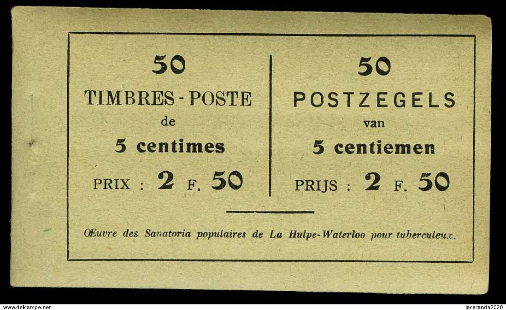 België Boekje A13d(b) - Volledig - Groen Kaftje - 50 Zegels - Doorschijnende Schutblaadjes - 1914  - Zeer Mooi - SUP - 1907-1941 Antichi [A]