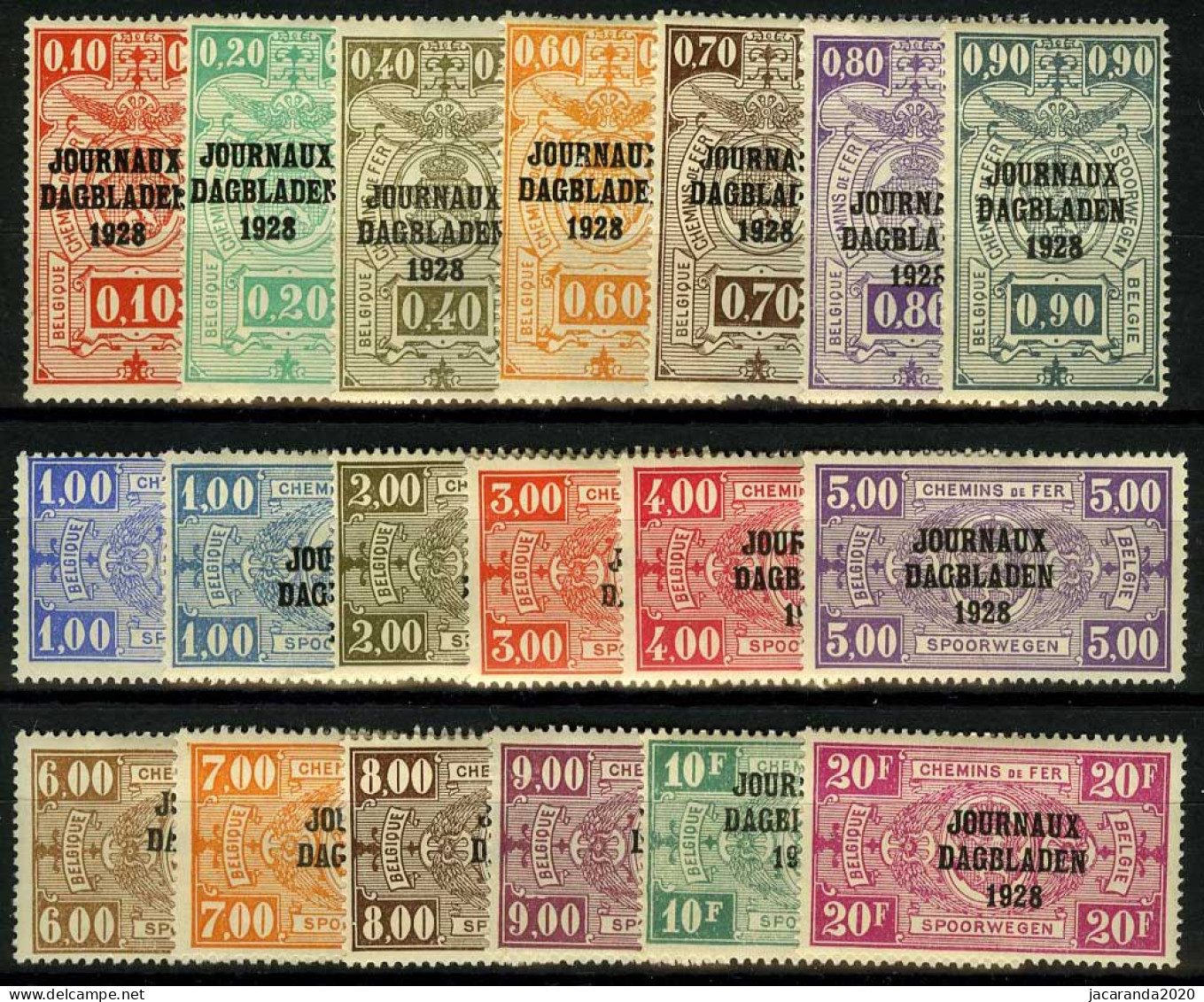 België JO1/18 * + JO8a * - Postpakketzegels Met Opdruk "Journaux - Dagbladen 1928" - Giornali [JO]