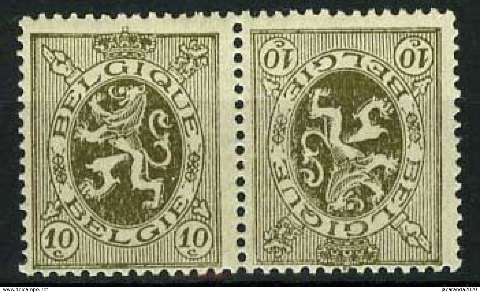 België KP4 ** - Heraldieke Leeuw - Lion Héraldique - 10c Olijf - Kopstaande - Tête-bêche - Tête-bêche [KP] & Inter-panels [KT]