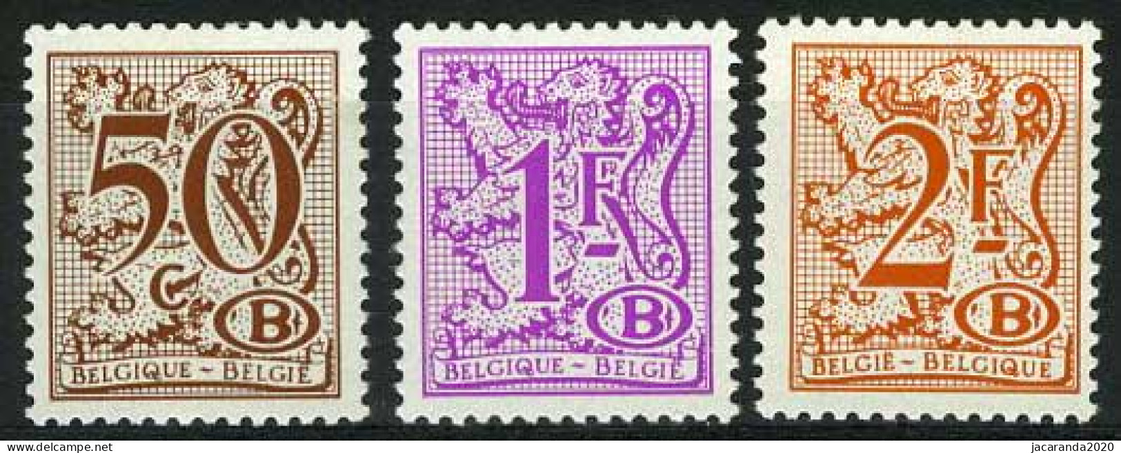 België S82/84 ** - Cijfer Op Heraldieke Leeuw - Typopapier - Blauwe Gom P7 - Dienstzegels - Timbres De Service - Nuevos