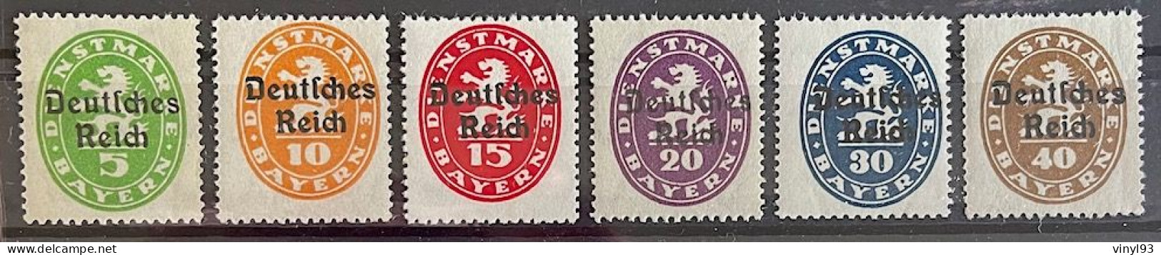 1920 - Deutsches Reich - Les 6 Premiers Timbres Sur 18 - Neuf**sans Charnière MI Du N°34 Au 39 - "blason Bayern" - Servizio