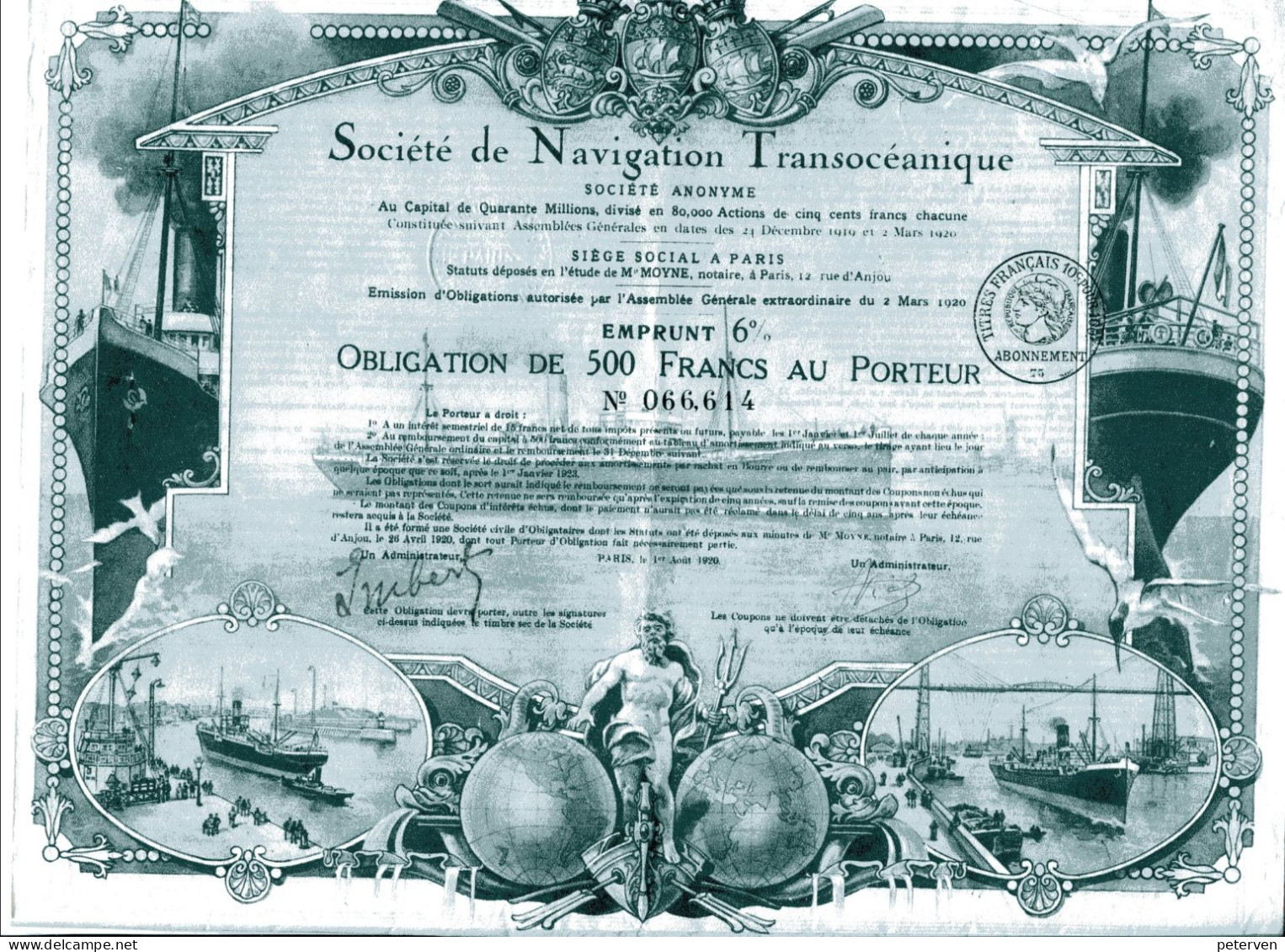SOCIÉTÉ De NAVIGATION TRANSOCÉANIQUE; Obligation - Navy