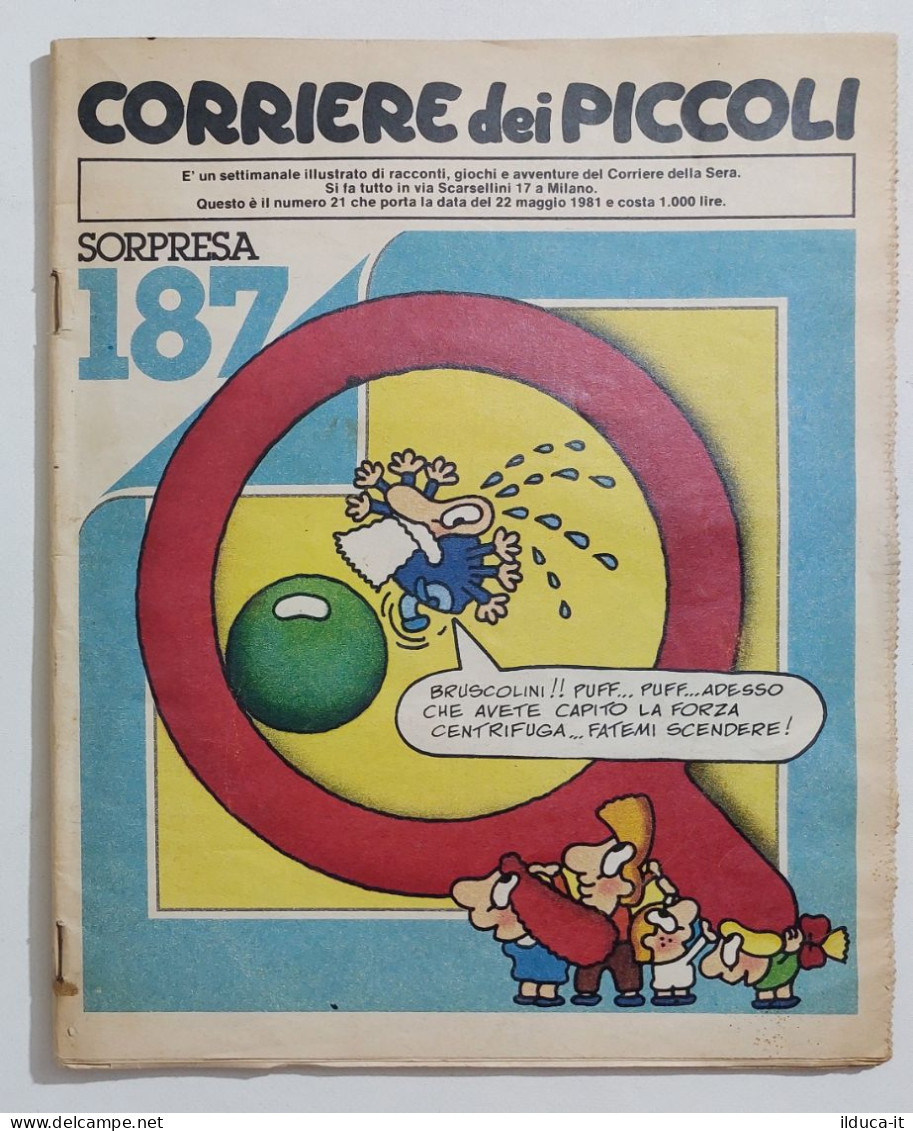 60919 CORRIERE DEI PICCOLI N. 21 - Sorpresa 187 - Rizzoli 1981 - Corriere Dei Piccoli