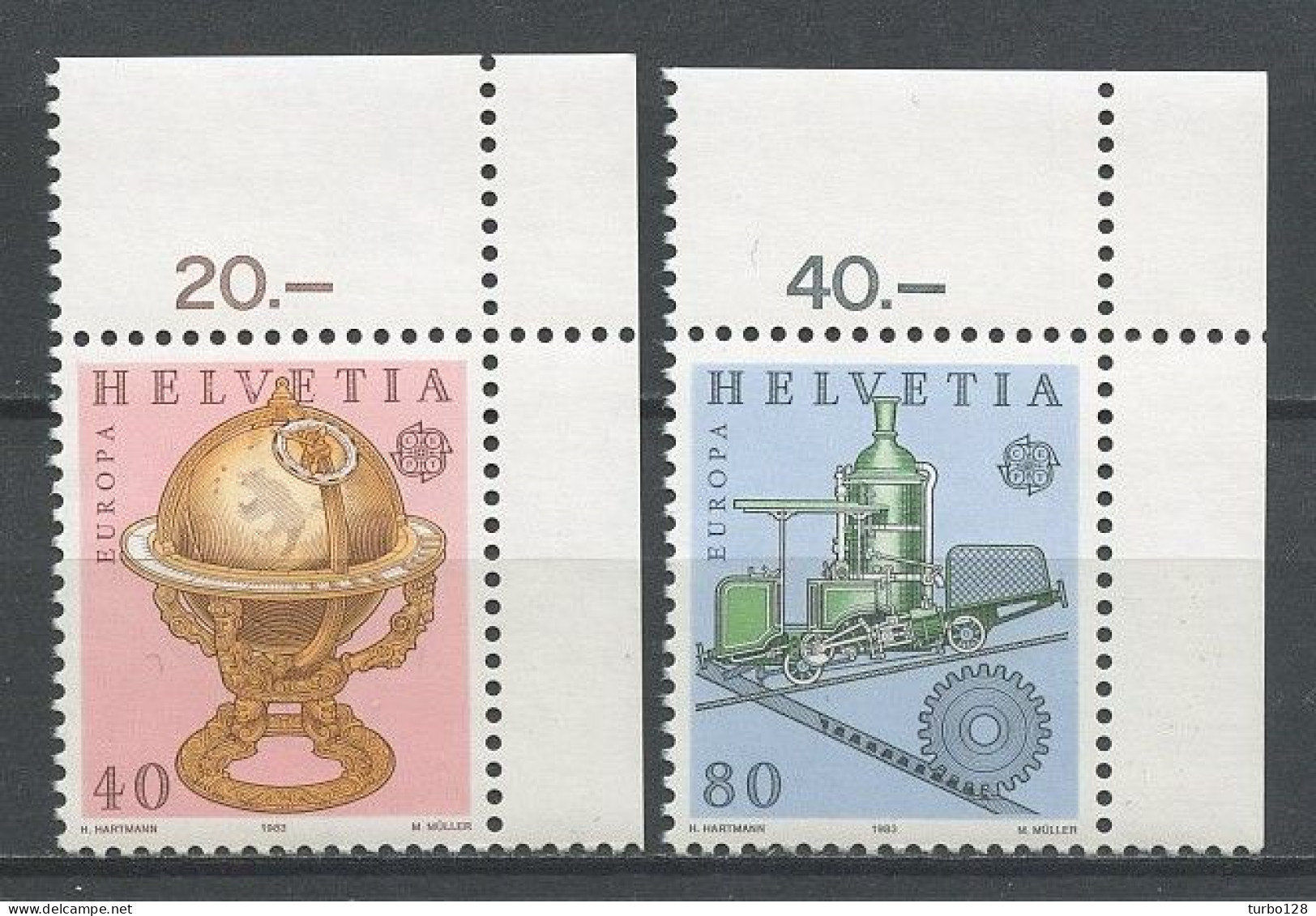 SUisse 1983 N° 1178/1179 ** Neufs MNH Superbes C 2.5 € Génie Humain Globe Céleste De Jost Bürgt Locomotive à Vapeur - Ungebraucht