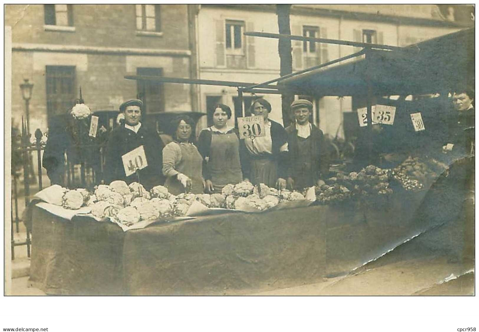 Metier .n°39474 . Carte Photo.marchand De Legumes.plie - Marchands Ambulants