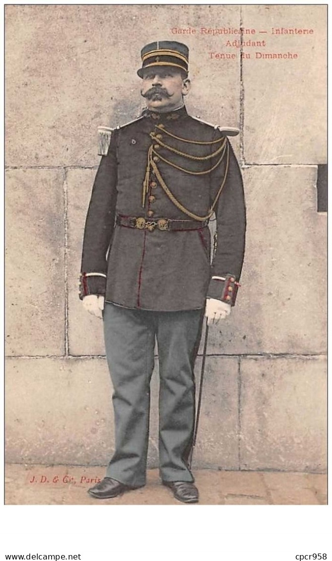 Metier. N°45494 .  Infanterie .adjudant Tenue De Dimanche. Garde Republicaine.police. Gendarmerie. - Police - Gendarmerie