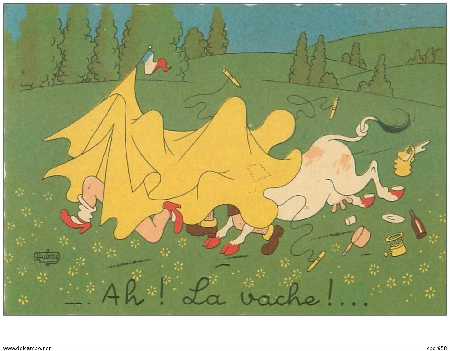 Illustrateur. N°34986.ah La Vache.camping.dubout.cpsm 15 X 10.5 Cm . - Dubout