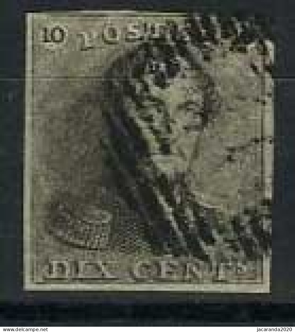 België 1 - 10c Bruin - Koning Leopold I - Epauletten - Perceptie - 1849 Hombreras