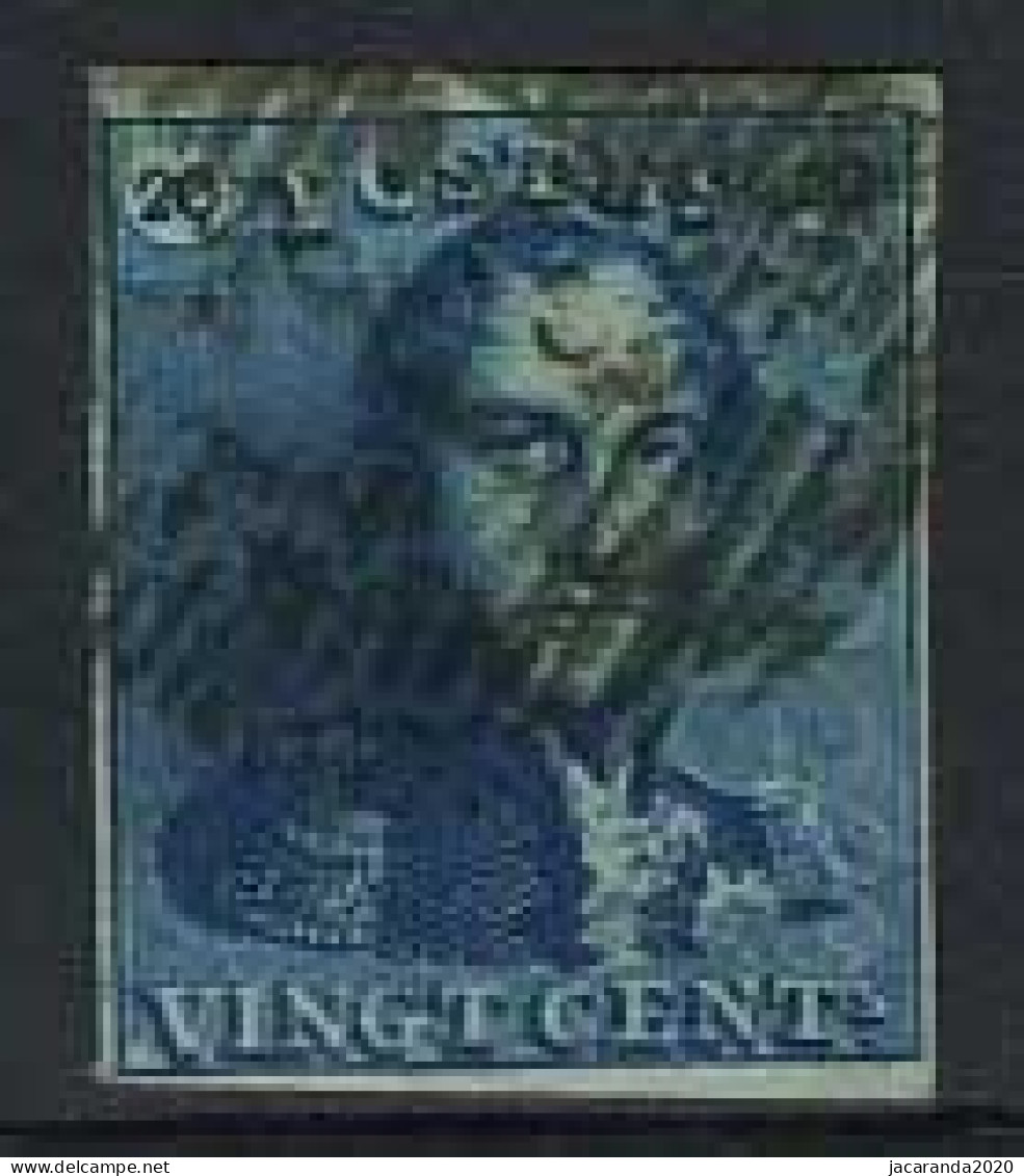 België 2 - 20c Blauw - Koning Leopold I - Epauletten - 1849 Schulterklappen