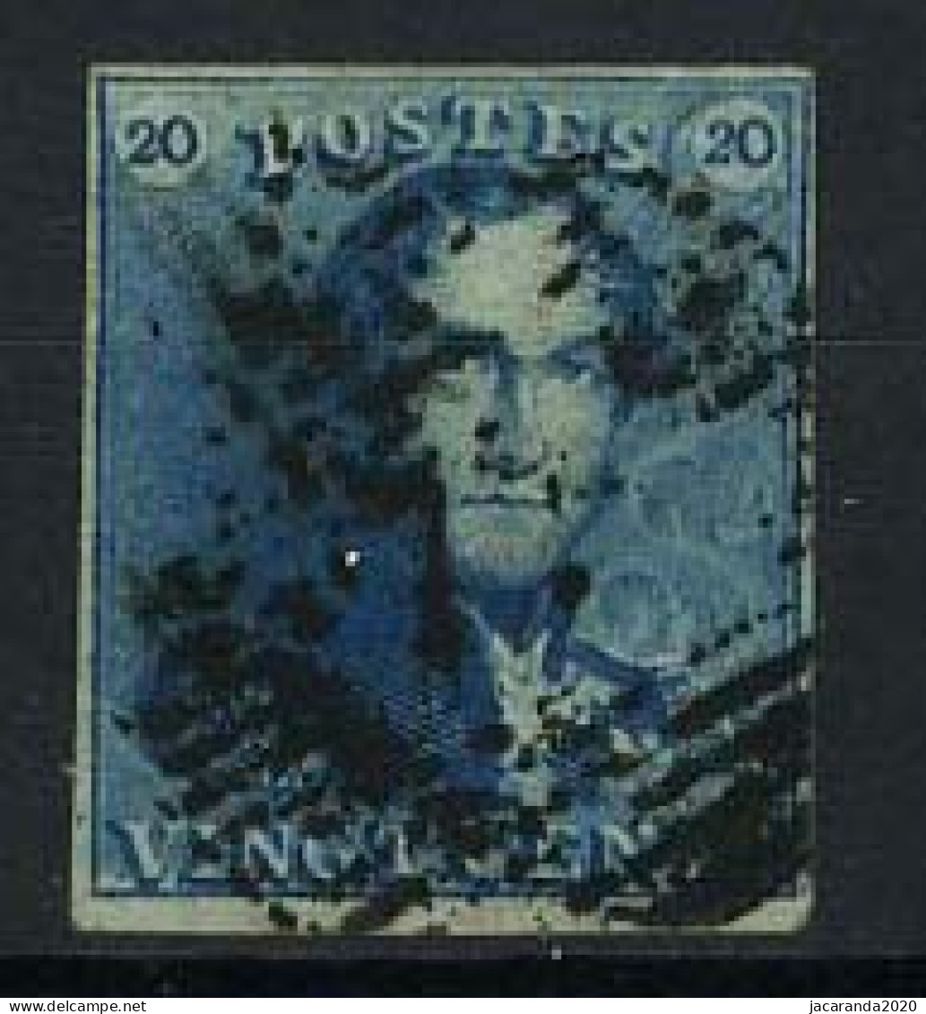 België 2 - 20c Blauw - Koning Leopold I - Epauletten  - 1849 Schulterklappen